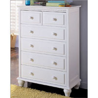 Hampton Pine 6 Drawer Chest In White Finish
