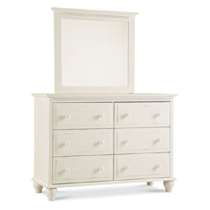 Hampton Pine 6 Drawer Dresser In White Finish