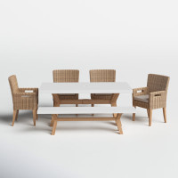 Fleur Rectangular 6 - Person 74" Long Dining Set with Cushions by Birch Lane