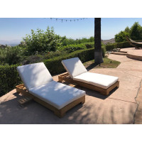 Jess Teak Single Chaise Lounger White Cushions by Highland Dunes