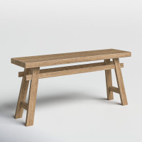 Milani Brown Wood Handmade Distressed Bench with High Trestle Legs 47" x 12" x 21" by Joss and Main