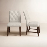 Bridewell Tufted Upholstered Side Chair in Linen Oatmeal by Birch Lane