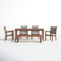 Fleur 6 Piece Checkerboard Dining Set with Wicker Chairs by Birch Lane