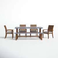 Fleur 74" Rectangular 7 - Person Dining Set with Cushions by Birch Lane