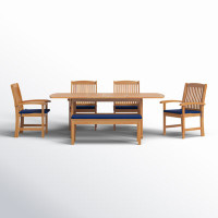 Summerton Rectangular 6 - Person Teak Outdoor Dining Set with Cushions by Birch Lane