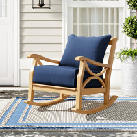Brunswick Outdoor Teak Rocking Chair with Cushions by Birch Lane