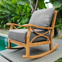 Brunswick Teak Outdoor Rocking Chair with Cushions by Birch Lane