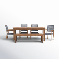 Fleur 6 Piece Checkerboard Dining Set with Rope Chairs by Birch Lane