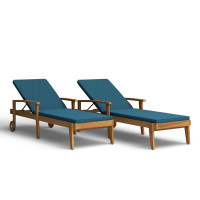Saeon 78.75" Long Reclining Acacia Single Chaise with Cushions by Birch Lane