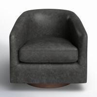 Bennett Genuine Leather Swivel Barrel Chair by AllModern