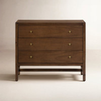 Soline 3 - Drawer Solid Wood Nightstand in Saddle Tan by Birch Lane