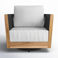 Aniston Teak Swivel Patio Chair with Sunbrella® Cushions by Joss and Main