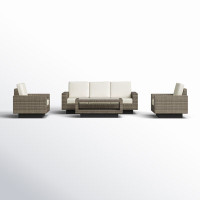 Arlette 4-Piece Wicker Outdoor Seating Group with Swivel Chairs and Sunbrella Cushions by Birch Lane