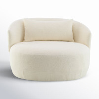 Tyndall Boucle Fabric Oversized Swivel Chair by Birch Lane