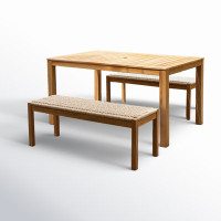 Seras Teak Wood 4-Person Dining Set by Birch Lane
