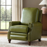 Andrena Genuine Leather Recliner with Nailhead Trim by Birch Lane
