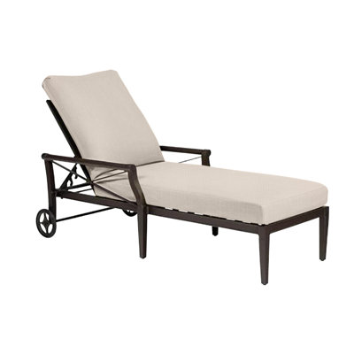 Andover 84" Long Reclining Single Chaise Lounge with Cushion by Woodard
