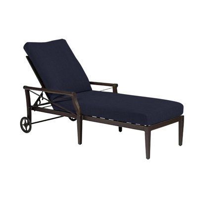Andover 84" Long Reclining Single Chaise Lounge with Cushion by Woodard