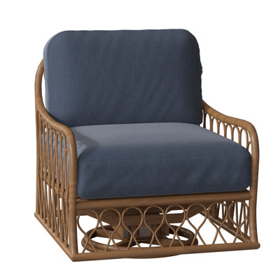 Cane Swivel Rocking Chair with Cushions by Woodard