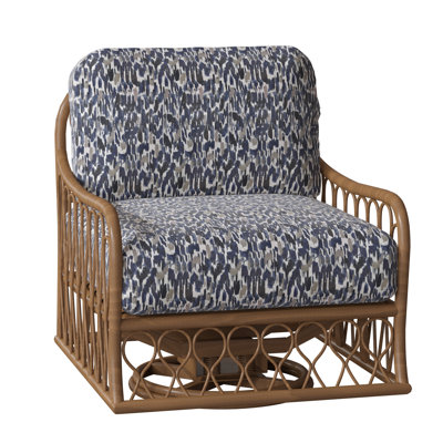 Cane Swivel Rocking Chair with Cushions by Woodard