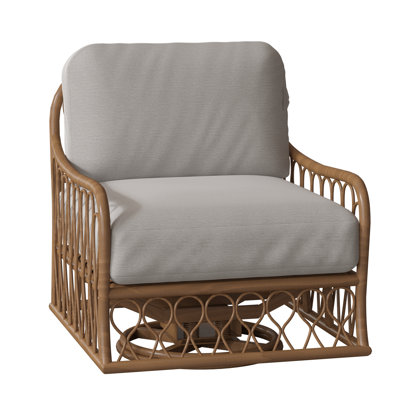 Cane Swivel Rocking Chair with Cushions by Woodard
