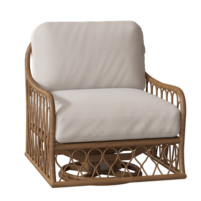 Cane Swivel Rocking Chair with Cushions by Woodard