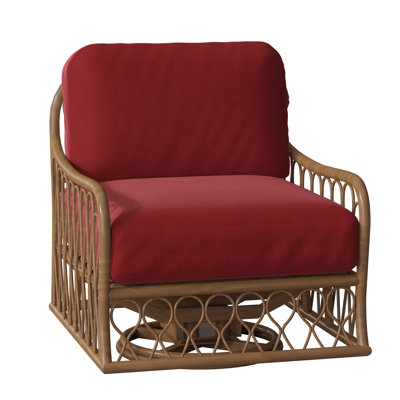 Cane Swivel Rocking Chair with Cushions by Woodard