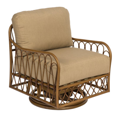 Cane Swivel Rocking Chair with Cushions by Woodard