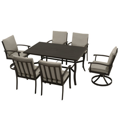 Colby Aluminum Patio Dining Set With 2 Swivel Dining Chairs, Dining Chairs And Washable Cushions by Red Barrel Studio