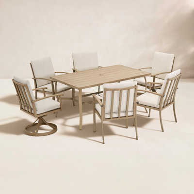 Colby Aluminum Patio Dining Set With 2 Swivel Dining Chairs, Dining Chairs And Washable Cushions by Red Barrel Studio