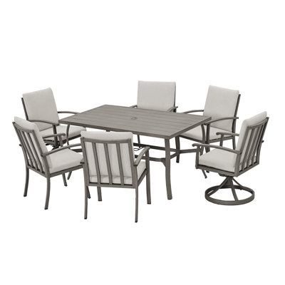 Colby Aluminum Patio Dining Set With 2 Swivel Dining Chairs, Dining Chairs And Washable Cushions by Red Barrel Studio