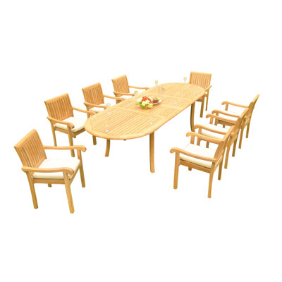 Teddy Luxurious 9 Piece Teak Dining Set by Birch Lane