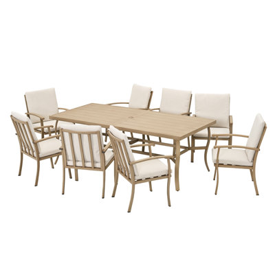 Willesden Rectangular Aluminum Dining Set with Cushions by Birch Lane