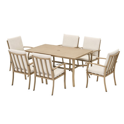 Willesden Rectangular Aluminum Dining Set with Cushions by Birch Lane