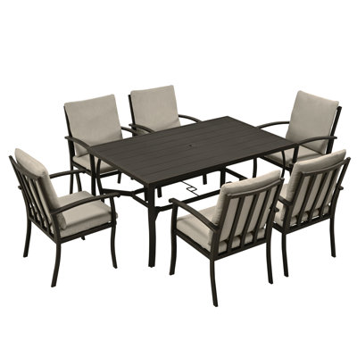 Willesden Rectangular Aluminum Dining Set with Cushions by Birch Lane