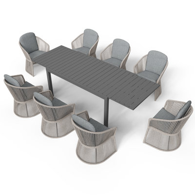 8 - Person Rectangular Outdoor Dining Set With Cushions by Birch Lane