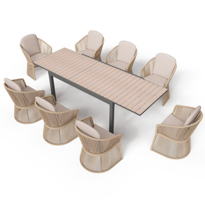 8 - Person Rectangular Outdoor Dining Set With Cushions by Birch Lane