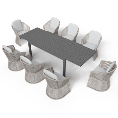 8 - Person Rectangular Outdoor Dining Set With Cushions by Birch Lane