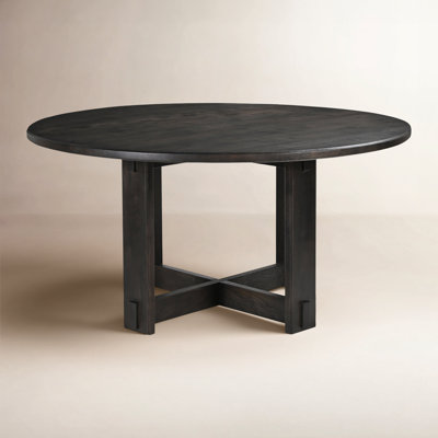 Keaton Round Dining Table Dark Brown by Birch Lane
