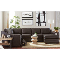Solomon 126" Wide Genuine Leather Right Hand Facing Reclining Sectional by Birch Lane