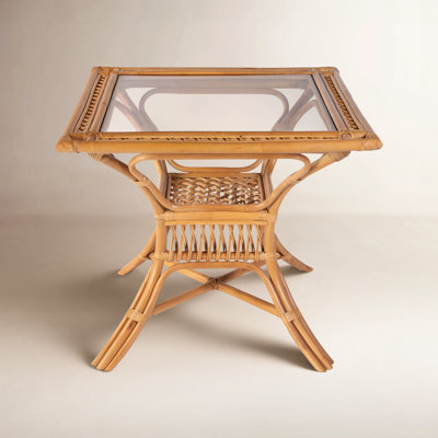 Beachwood 34.25 in. W Square Rattan Dining Table by Bayou Breeze