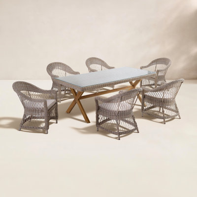Cascade 6 - Person Rectangular Outdoor Dining Set with Cushions by Birch Lane