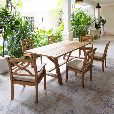Brunswick 6 - Person Teak Outdoor Dining Set With Cushions by Birch Lane