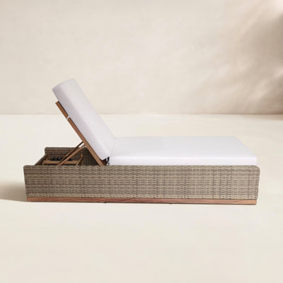 Ravinia 1 Pc Aluminum and Wicker Chaise Lounge With Sunbrella Cushion by Hokku Designs