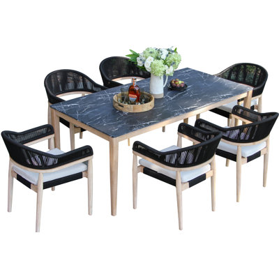 Posey Marble Composite Dining Set by Birch Lane