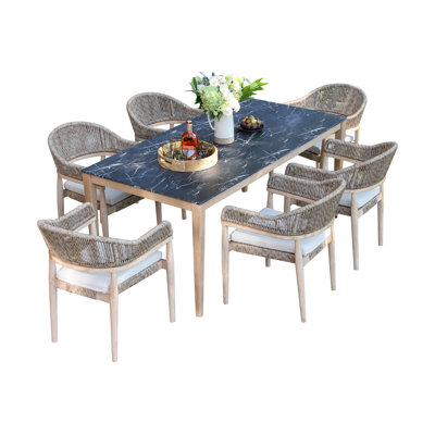 Posey Marble Composite Dining Set by Birch Lane