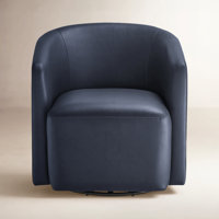 Armino Midnight Faux Leather Swivel Barrel Chair by Birch Lane