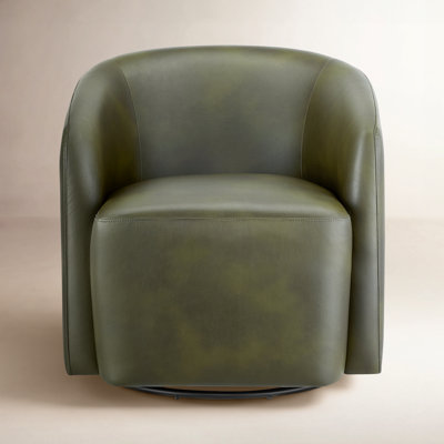 Armino Midnight Faux Leather Swivel Barrel Chair by Birch Lane