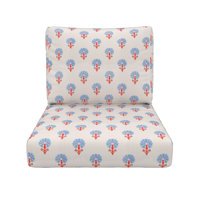 Amala Floral Block Print Outdoor Sunbrella® Seat/Back Cushion by Birch Lane