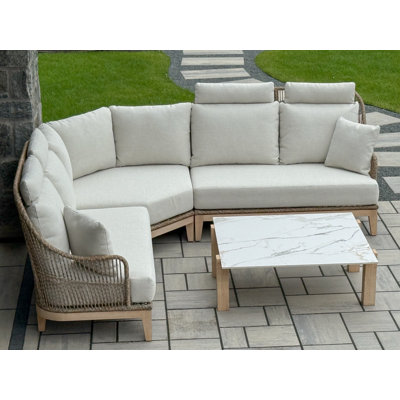 4-Piece Outdoor Sectional and Sintered Stone Coffee Table Set by Birch Lane